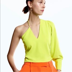 Yellow Zara One-Shoulder Top